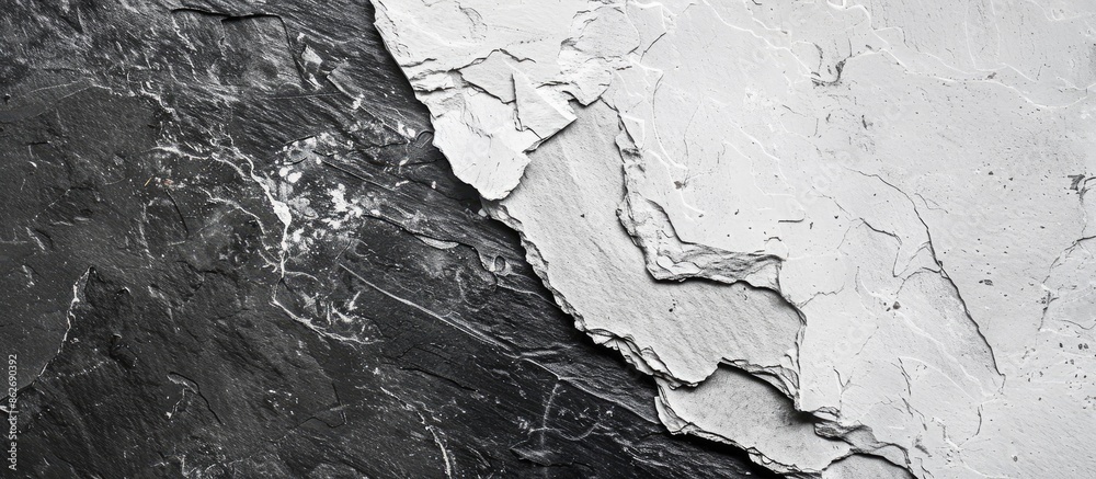 Poster combining black slate and white marble stone textures creates an elegant backdrop for a copy space i