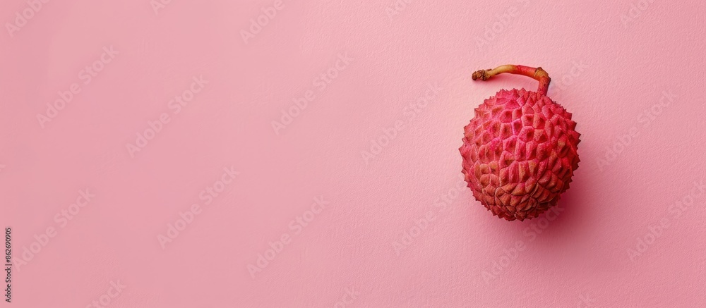 Aufkleber Flat lay composition of a lychee on a pink background with copy space image available.