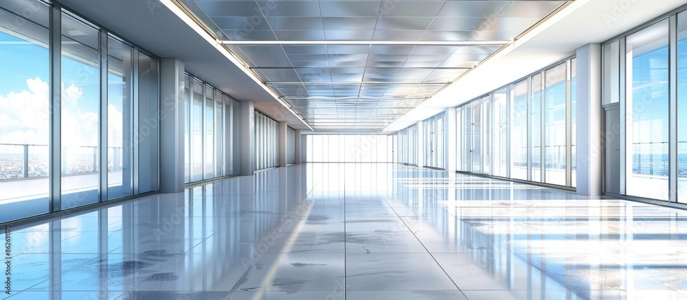 Aufkleber modern office building interior with empty floor and copy space image.