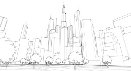 Obraz premium big modern city 3d illustration