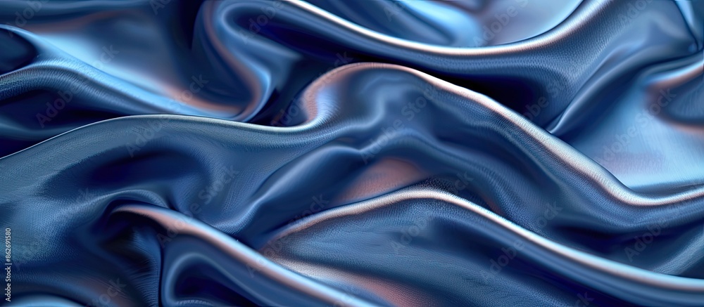Leinwandbilder luxurious blue satin silk fabric with elegant waves, creating a classic and smooth background design