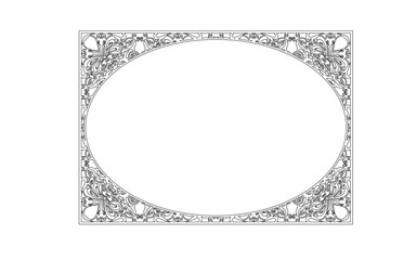 白い西洋風飾り枠（A4横）
