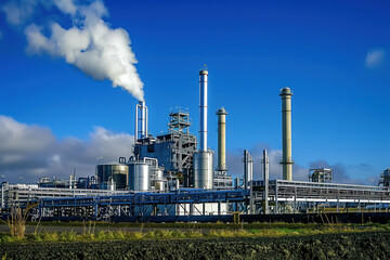 Obraz premium Refinery plant with clear blue sky
