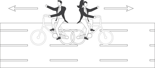 Different directions, Two characters riding same bike in different directions