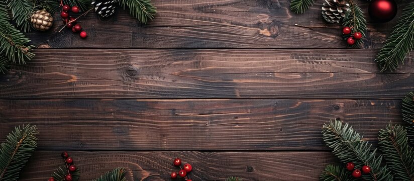 Wood background with copy space image for text, perfect for wishing a Merry Christmas and a Happy New Year during the winter season.