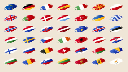 Brush Stroke Flag Set Of Europe © Black White Mouse