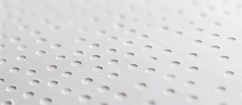 A detailed shot of braille text on white paper with a plain background, ideal for adding text or graphics with copy space image.