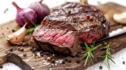 Elk steak, gamey and tender, vibrant and detailed, isolated , ideal for exotic meat offerings or culinary adventure themes