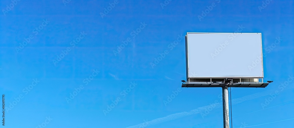 Poster An empty billboard against a clear blue sky, perfect for displaying a new advertisement with copy space image.