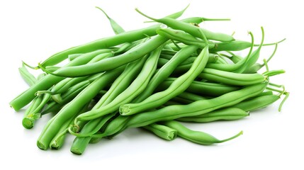 Fototapeta premium Green beans, fresh and snappy, perfectly isolated and provided , suitable for side dishes or health focused meal planning