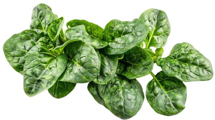 Fototapeta premium Green spinach leaves, fresh and lush, perfectly isolated and available , ideal for health conscious meals or smoothie ingredients