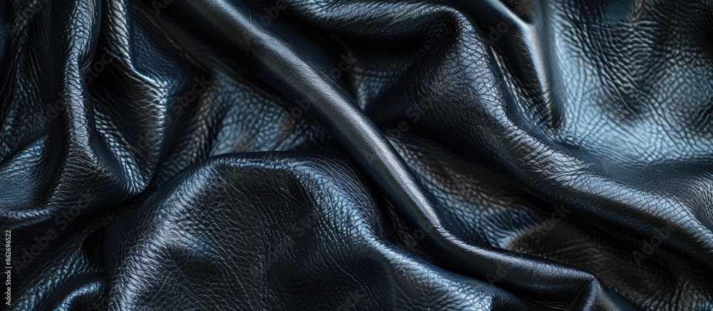 Poster close-up black lamb leather texture background with copy space image for text.