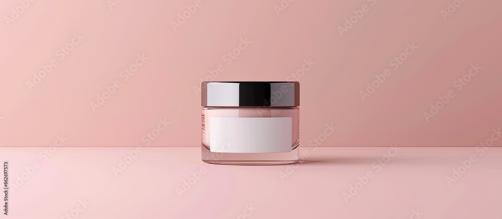 Aufkleber Top view of a cosmetic skin cream bottle with a blank label, perfect for mock-ups, featuring a clipping path for easy customization with copy space image.