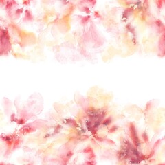 Fototapeta premium Floral greeting card. Wedding invitation design. Floral frame with pink watercolor flowers