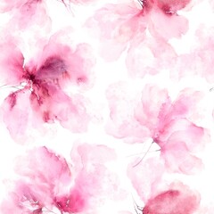 Seamless floral pattern. Pink peony flowers ornament. Floral background with abstact watercolor florals. Textile design.