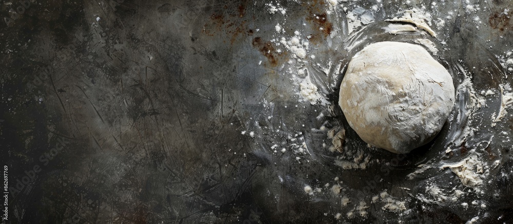 Poster metal background with copy space image for making pizza dough.