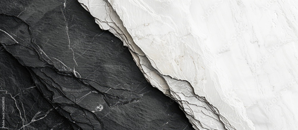 Poster combining black slate and white marble stone textures creates an elegant backdrop for a copy space i