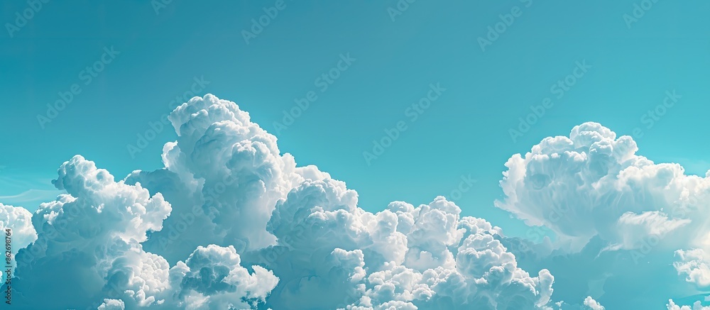 Aufkleber panoramic view of a sky with fluffy white clouds against a blue backdrop, ideal for copy space image