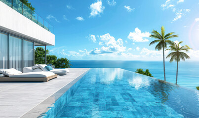 Fototapeta premium Oceanfront villa with private pool