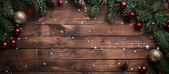 Wood background with copy space image for text, perfect for wishing a Merry Christmas and a Happy New Year during the winter season.