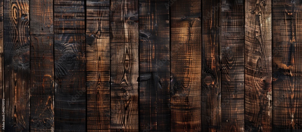 Poster textured wooden wall background with a natural pattern on a brown plank, ideal for use as a copy spa