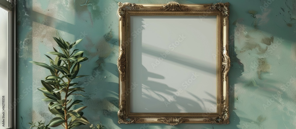 Aufkleber Baroque frame mockup elegantly displayed on a wall with copy space image.