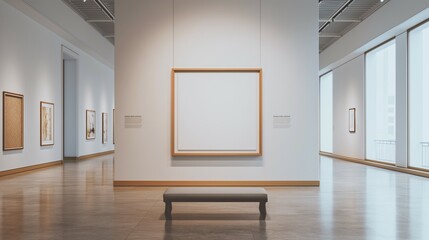 Obraz premium Empty picture frame on the wall of an art museum