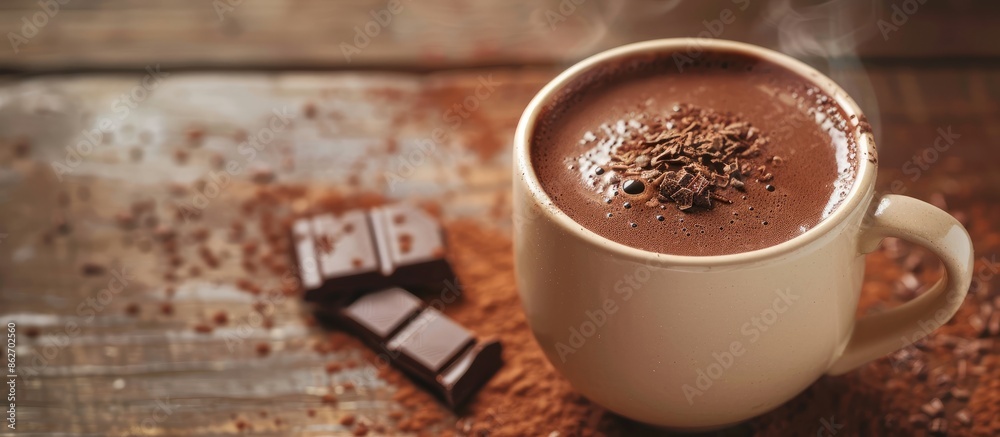 Aufkleber a hot chocolate copy space image featuring a steaming cup of cocoa.