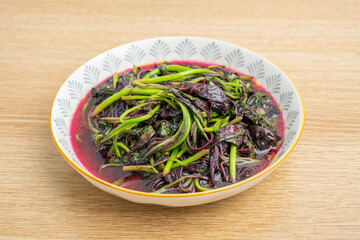 Chinese summer recipe stir-fried red amaranth