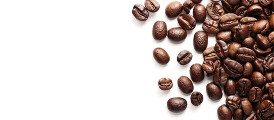 Fototapeta premium Coffee beans on a white background with copy space image.
