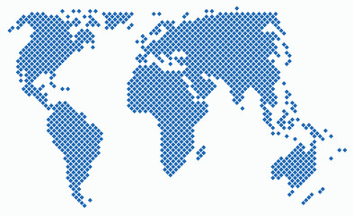 Fototapeta premium Square shape world map on white background.