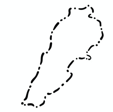 recommend clip art: Doodle freehand dash line drawing of Lebanon map.