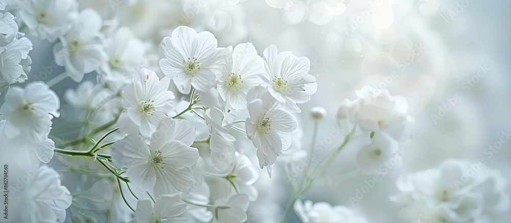 Fototapete A stunning display of elegant white flowers with a background ideal for adding text or images - copy space image.