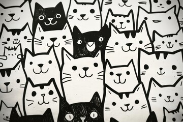 Cat doodle cute wallpaper drawing animal mammal.
