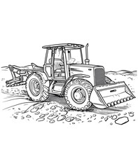 Grader Construction Coloring Page for Illustrations and Vectors