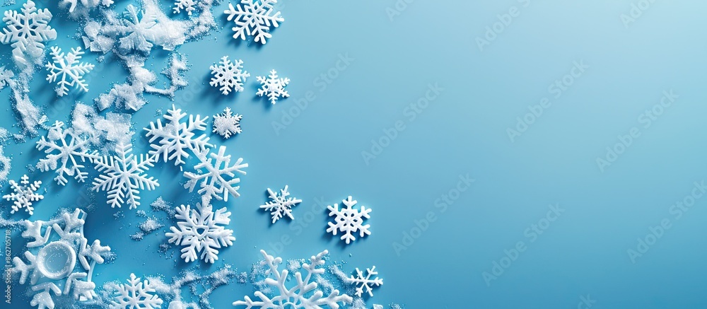 Aufkleber festive christmas design features snowflakes on a blue background with a border arrangement for a fl