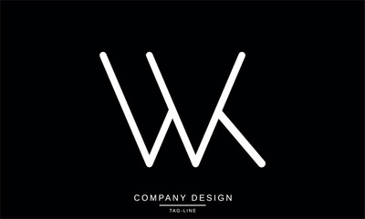 WK, KW Abstract Letters Logo Monogram Design Icon Font Vector
