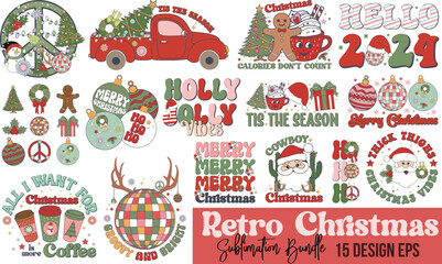 Retro Christmas Sublimation Design Bundle