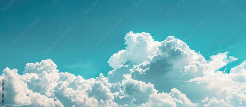 Aufkleber panoramic view of a sky with fluffy white clouds against a blue backdrop, ideal for copy space image