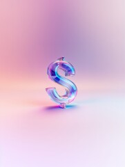 Fototapeta premium 3D Translucent Glass PVC dollar sign symbol Icon with Color Gradient Background, Typography Design, Graphic resource, logo design, wallpaper, banner design, brochure, advertising, illustration, 