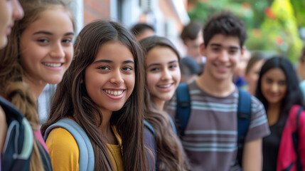 Fototapeta premium High School Students in the School Yard - Back to School