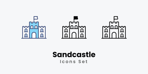 Sandcastle icons vector set stock illustration