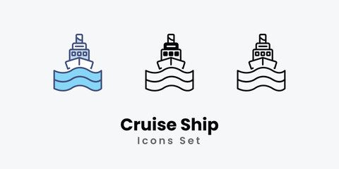 Cruise Ship icons vector set stock illustration