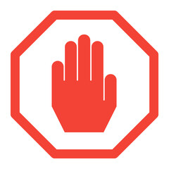 stop hand sign, no entry icon