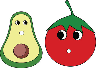 Tomato and avocado vector
