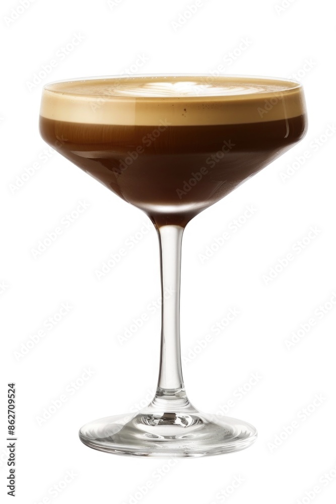 Wall mural a glass of brown liquid in a tall glass with a stem. the liquid is brown and has a creamy texture