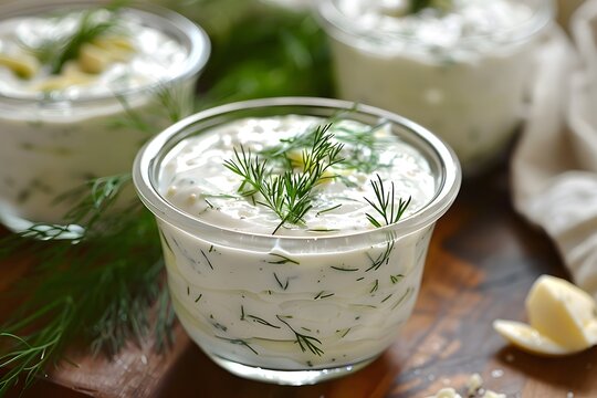 Homemade sour cream marinade with dill