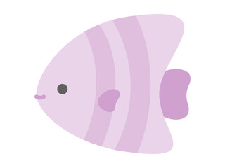 かわいい魚のエンゼルフィッシュのイラスト素材、紫色の魚のアイコン
