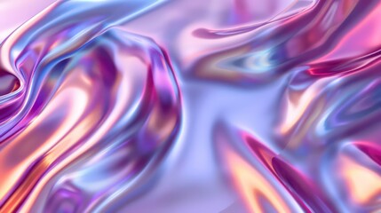 Obraz premium Liquid metal texture abstract background with soft neon colors - Wave design banner. Generative AI