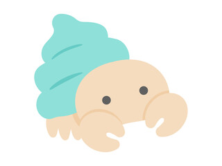 グリーンのヤドカリのイラスト素材